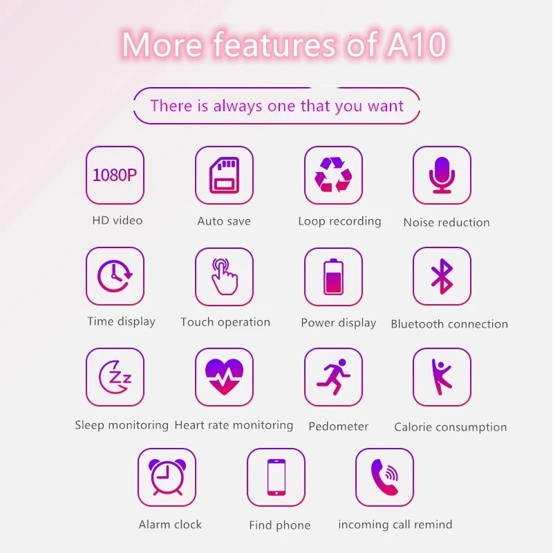 

A10 Smart Watch Digital action Camera Voice Audio Recording HD Camera Wearable Cam Voice Video Recorder Bracelet Band Wristband