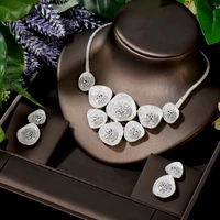hibride bridal 2pcs geometric design necklace earring sets luxury dubai nigeria wedding jewelry set party accessories n 1587