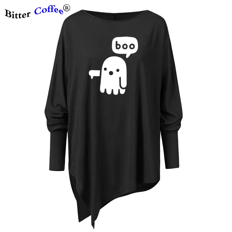 Новая повседневная футболка с рисунком boo женские повседневные топы длинным