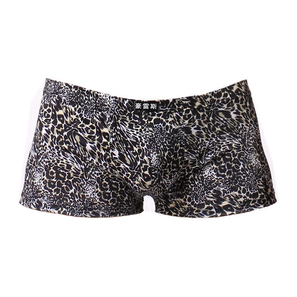 Трусы боксеры Мужские дышащие пикантное нижнее белье с леопардовым принтом