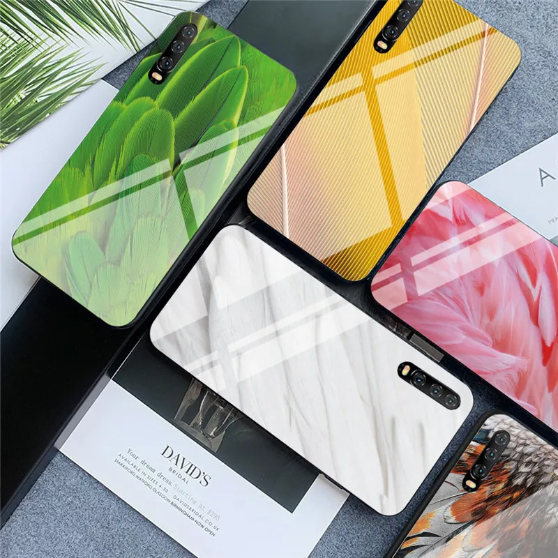 Чехол из закаленного стекла для huawei P30 P20 Lite mate 20 Lite перо черный чехол s для huawei Honor 9 10 Lite 8X MAX P Smart Z Nova 3