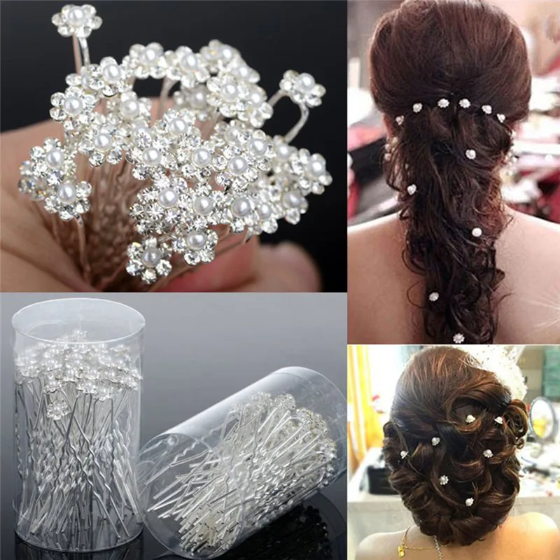 

40 Pcs Wedding Hair Pins Simulated Pearl Flower Bridal Hairpins Bridesmaid Hair Clips Women Hair Jewelry Accessories