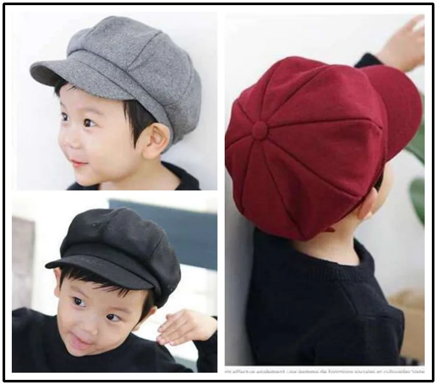 

Kids Baby Boy Girl hat spring and autumn thin retro beret hat fashion wild casual hat unisex wild octagonal hats 2-8 Years Old