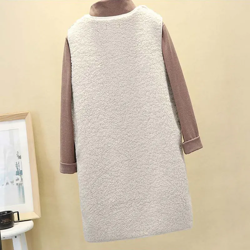 2021 Autumn Long Vest Women Winter Thermal Waistcoat Warm Fleece Female Sleeveless Jacket Ladies Vests For | Женская одежда