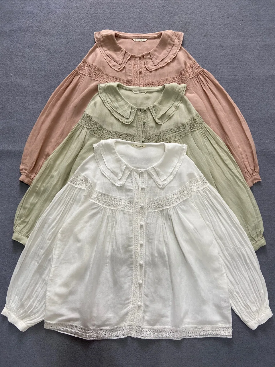 

Женская льняная рубашка в японском стиле, свободная Однотонная рубашка в стиле пэчворк с двухслойным воротником и длинным рукавом, осень 2021