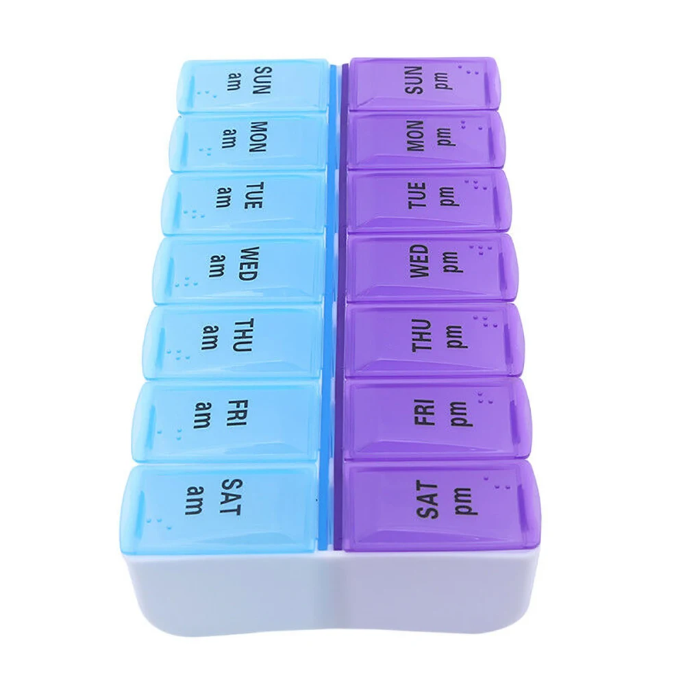 Weekly 7 Days Pill Medicine Box Holder Storage Organizer Container Case 14 grid Double Row AM PM Plastic Splitters | Дом и сад