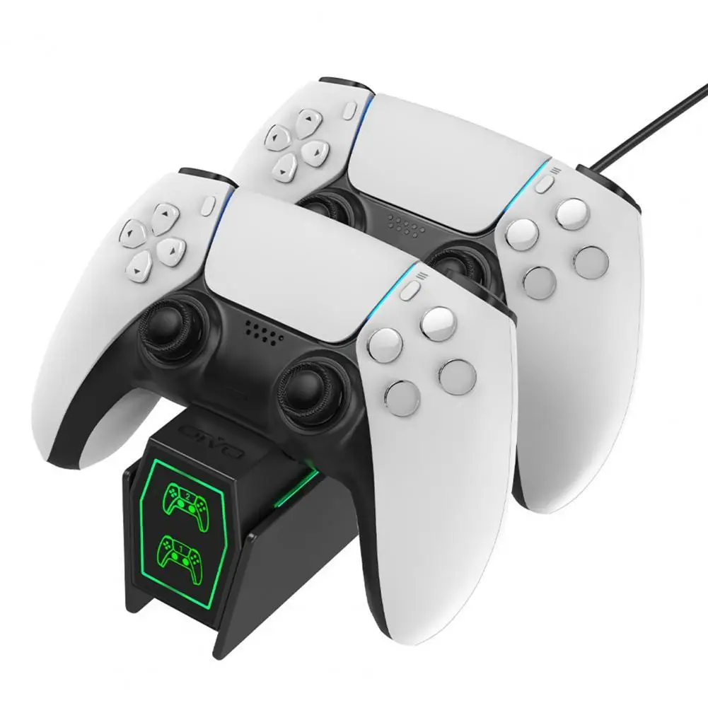 

2021 Dual Port Gamepad Charging Dock with LED Light Type-C Cable Charger for PS5 Controller Playstation 5
