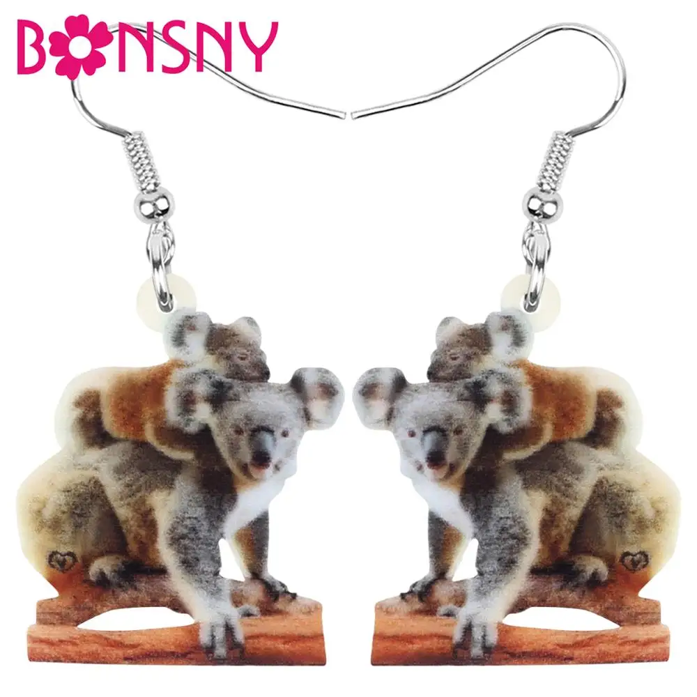 Bonsny акриловые австралийские серьги Коала для мамы и ребенка в виде животных