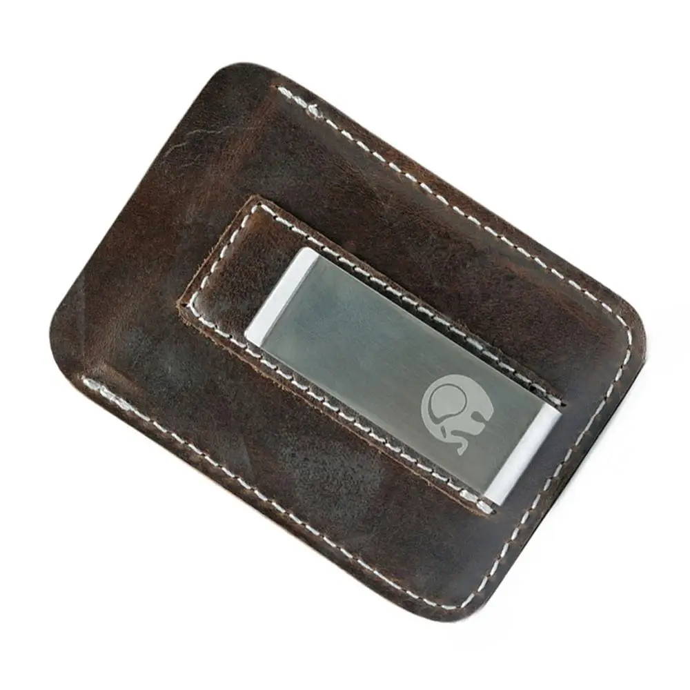 Мужской металлический зажим для денег тонкий из натуральной кожи|Зажимы денег| |