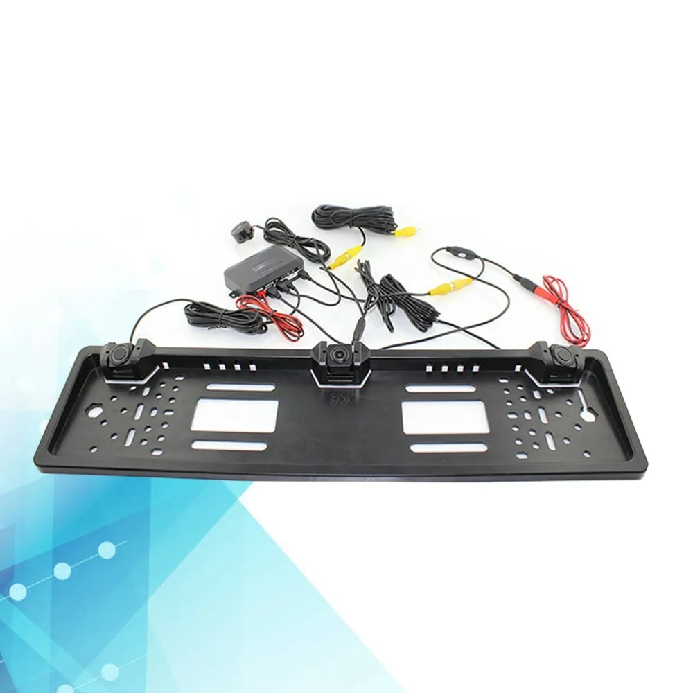 

Car Reversing Parking Sensor System Rear View Backup Camera European License Plate Frame Car Reverse Backup System