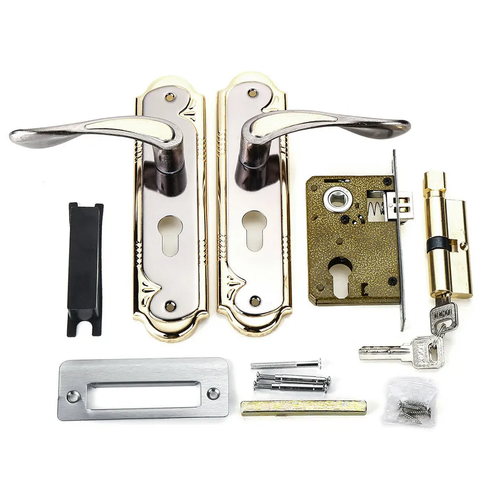 Durable Hardware Mortise Front Back Rust Proof Home Lever Latch Privacy With Handle Door Lock Set Aluminum Alloy Bedroom |