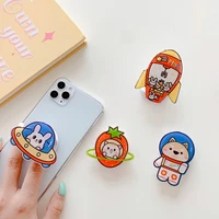 universal cute cat dog rabbit foldable mobile phone finger ring bracket handle stand holder bracket accessories for iphone redmi