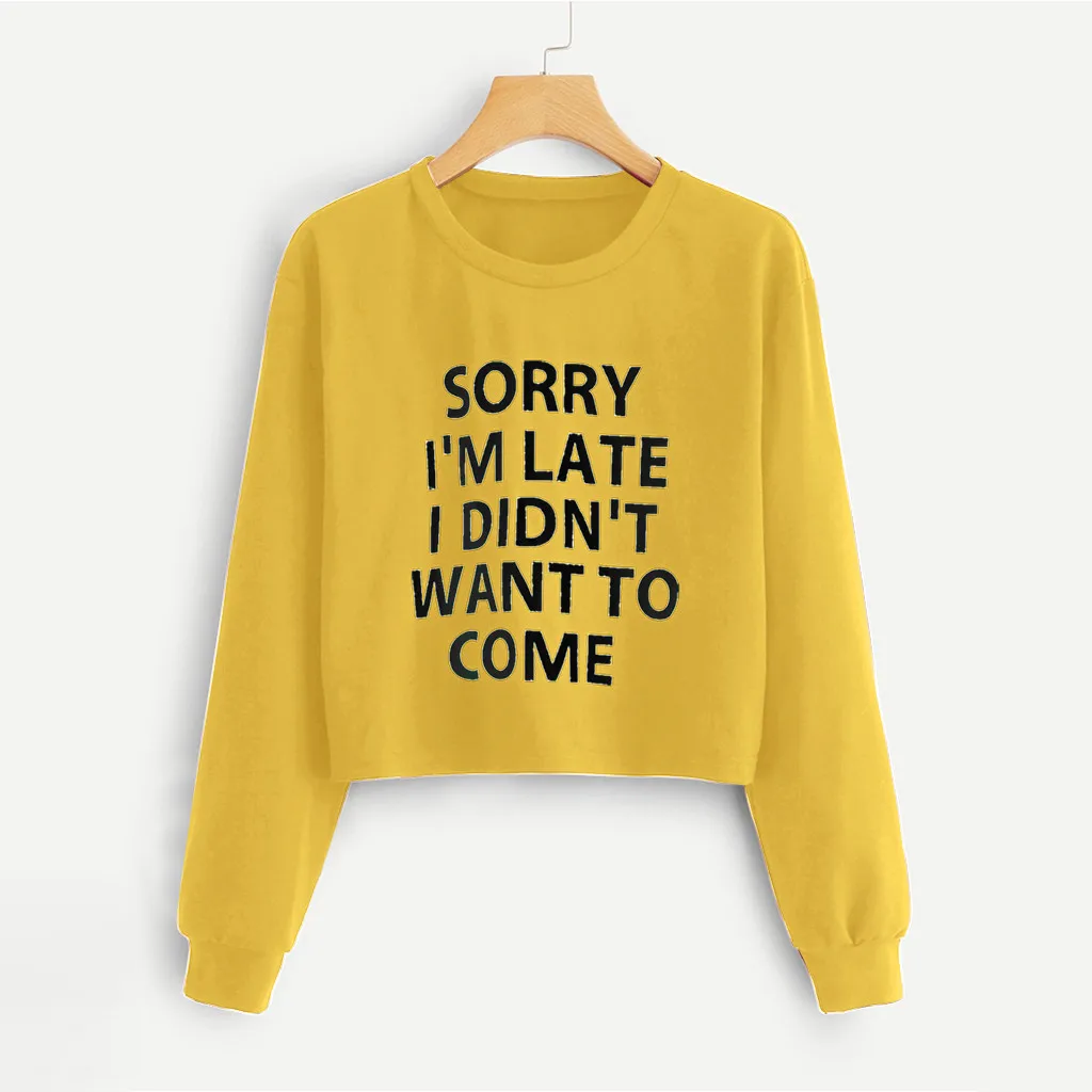 Женская толстовка с О образным вырезом блузки длинными рукавами и надписями