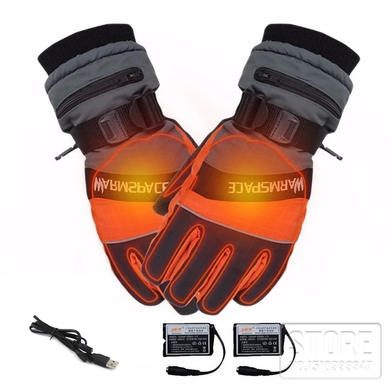 Зимние электрические теплые перчатки с USB для рук мотоциклетные