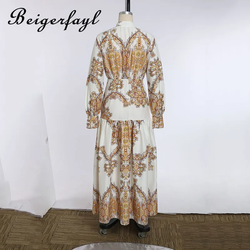 Beigerfayl осеннее платье для женщин 2019 богемные цветочные печати хлопок A Line фонарь