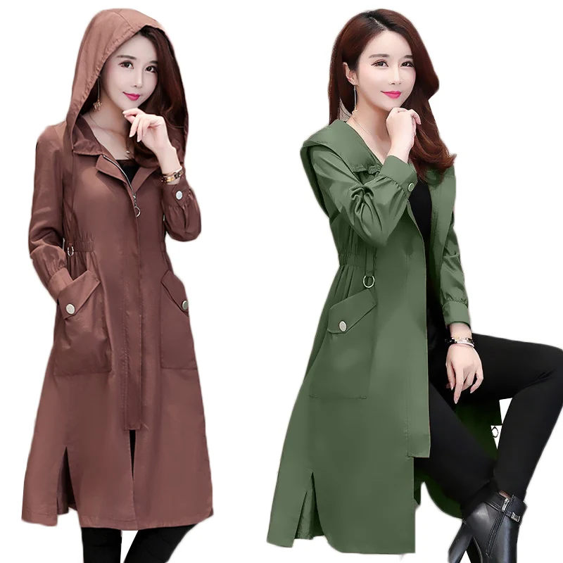 

2020 Spring Autumn Classic Long Trench Coat Women Casual Thin Windbreaker Female Overcoat Long Coat Female Slim Outwear Coats 09