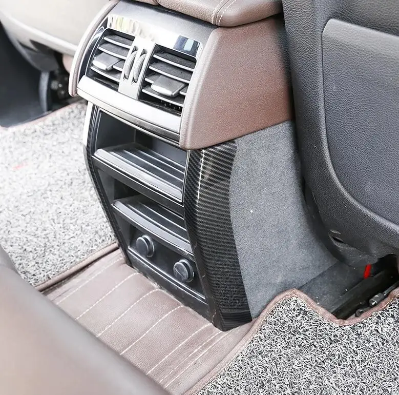 

Carbon Fiber Modification Chrome Armrest Rear Air Outlet Vent Side Decorator Cover Trim Sticker For BMW X5 F15 X6 F16 2014-2018