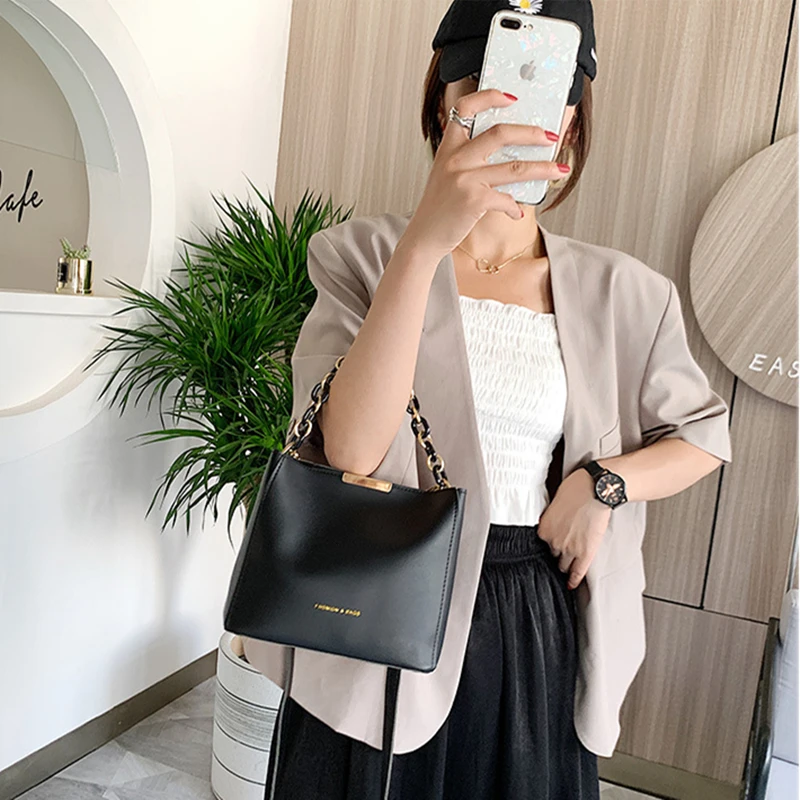 

2021 New Fashion Women Messenger Bags Crossbody PU Leather Bags Handbags Korean Simple Casual Letter Print Shoulder Bags