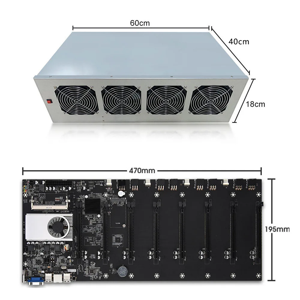 

1 Set BTC-T37 Miner Motherboard CPU Set Chipset 8 Graphics card Slot DDR3 Memory Integrated VGA Interface Low Power Consumption