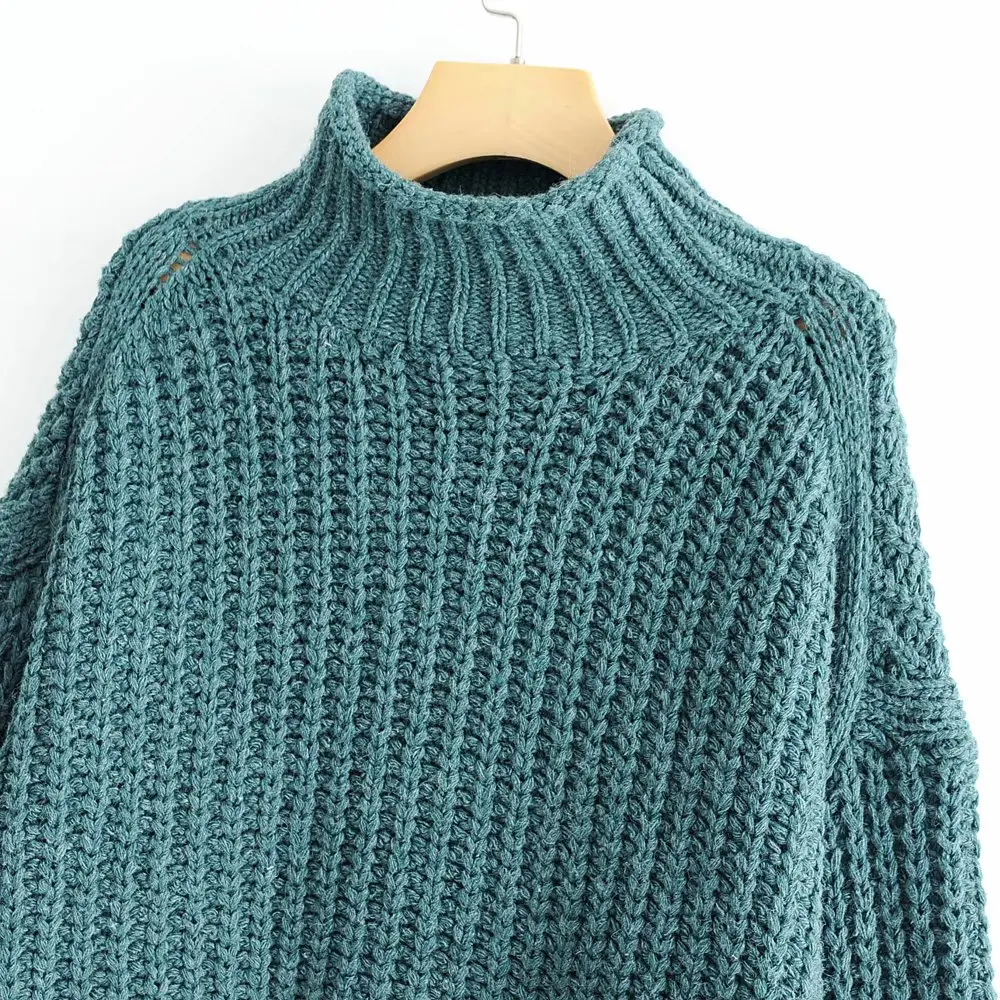 Осенняя мода для женщин 4 цвета Свитер оверсайз стильная половина трикотажная