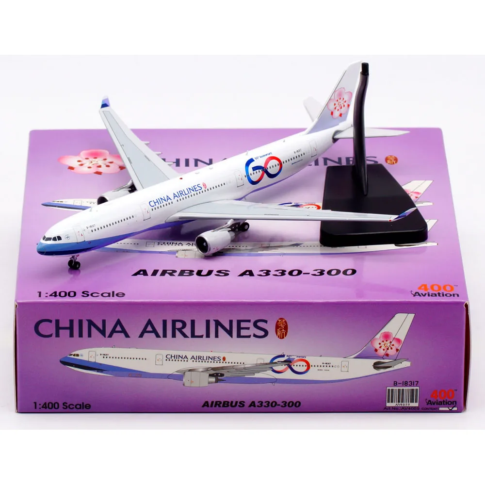 Коллекционный самолет из сплава 1:400, подарок авиаперсоналу AV4059 China Airlines «SKYTEAM», модель самолета с литым под давлением