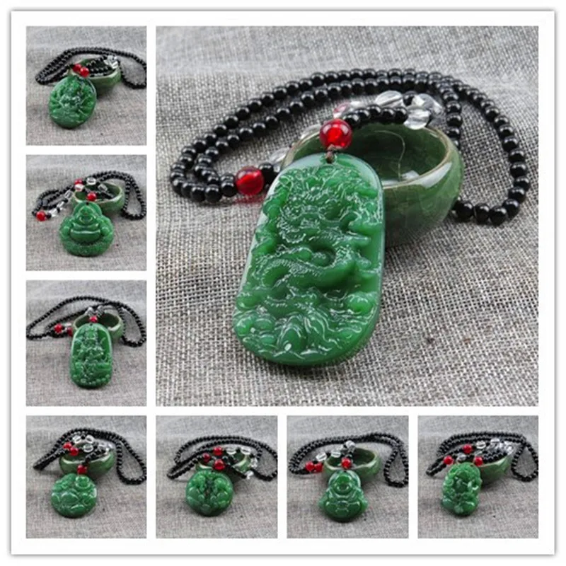 Подвески из натурального зеленого нефрита дракона, ожерелья, ювелирные изделия, подвеска из искусственного нефрита в стиле ретро, мужской и женский амулет, подарок