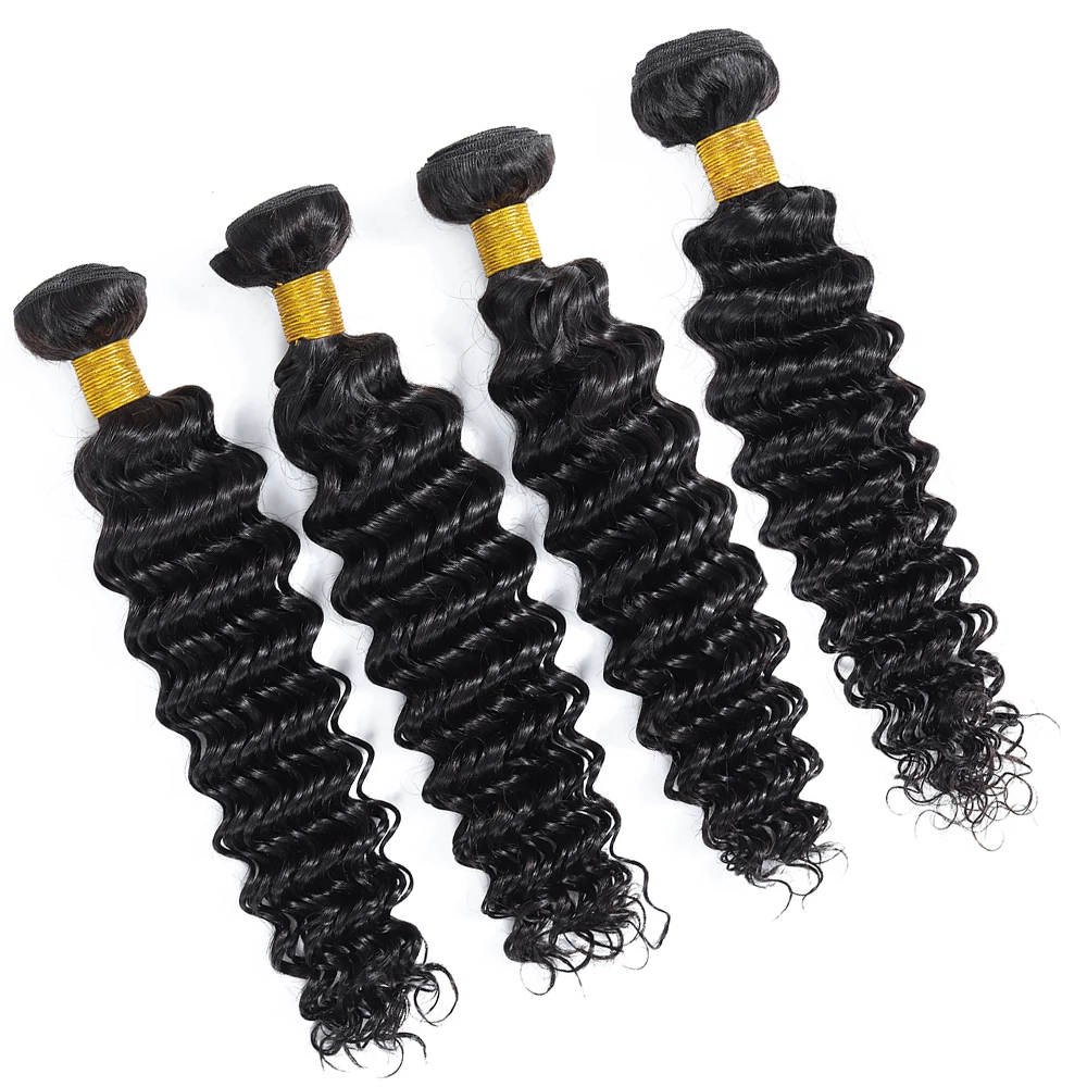 Индийские пучки волос с глубокой волной 100% человеческие можно купить застежкой