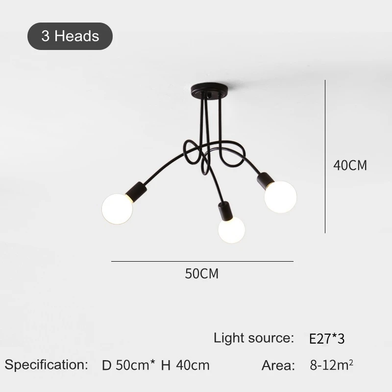 Белая и черная Скандинавская люстра в стиле лофт винтажная потолочная лампа В