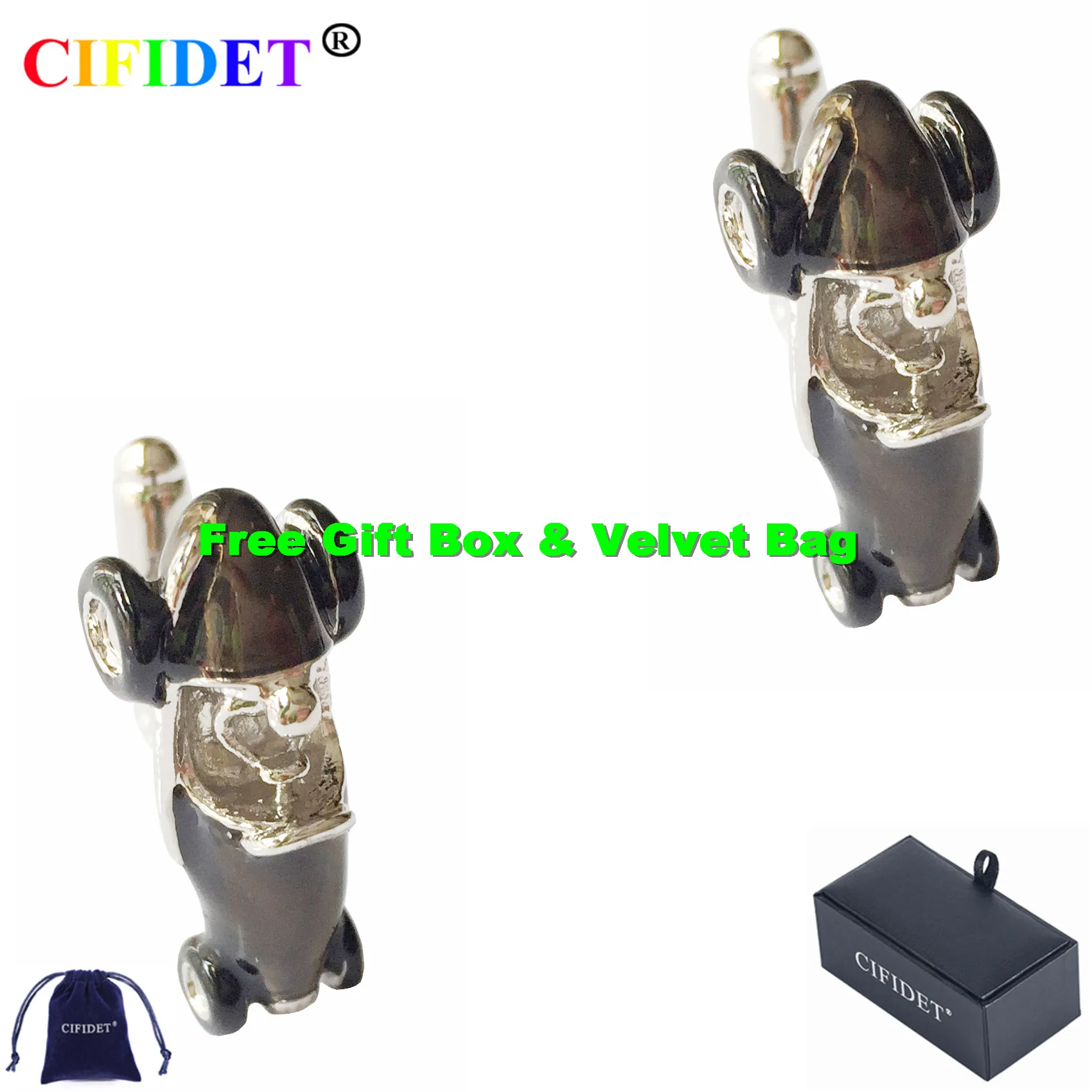 Новинка Мужская запонка CIFIDET модная черная для рубашки с бархатной сумкой и
