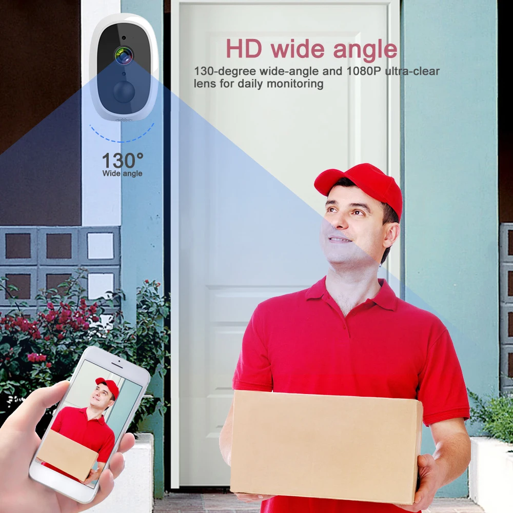 IP камера 1080p HD батарея WiFi Беспроводная наблюдения 2.0MP Домашняя безопасность