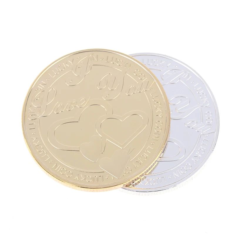 

Love You Lucky Metal Handicraft Coins 999 Silver Gold Plated Commemorative Medal