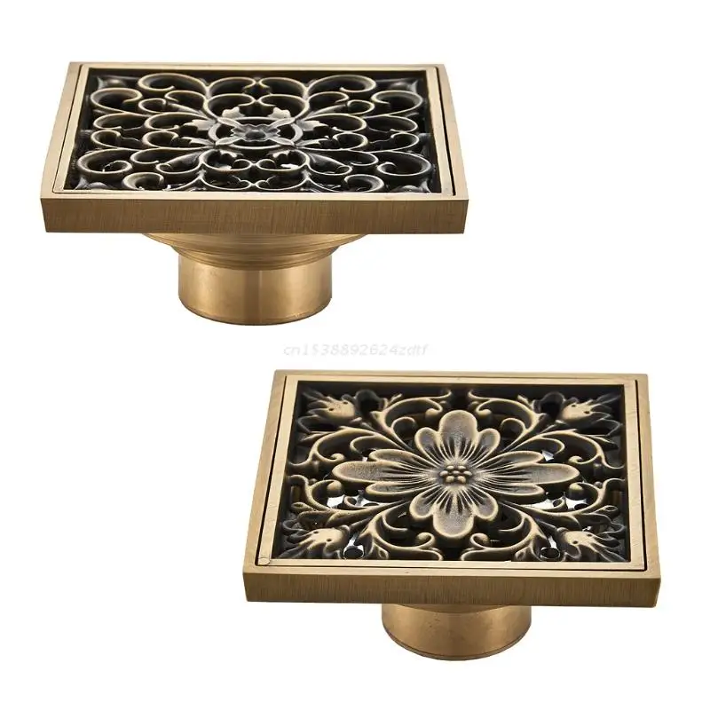

European Style Bathroom Retro Square 10cm Antique Copper Brass Deodorant Floor Drain Dropshipping