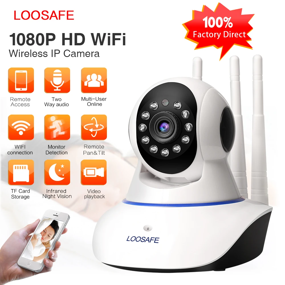 LOOSAFE 1080P 2MP Домашняя безопасность IP пришел детский монитор в помещении сеть