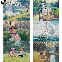 vintage girl diamond painting sailing boat landscape 5d diy wall art childrens cross stitch embroidery inlaid room decoration