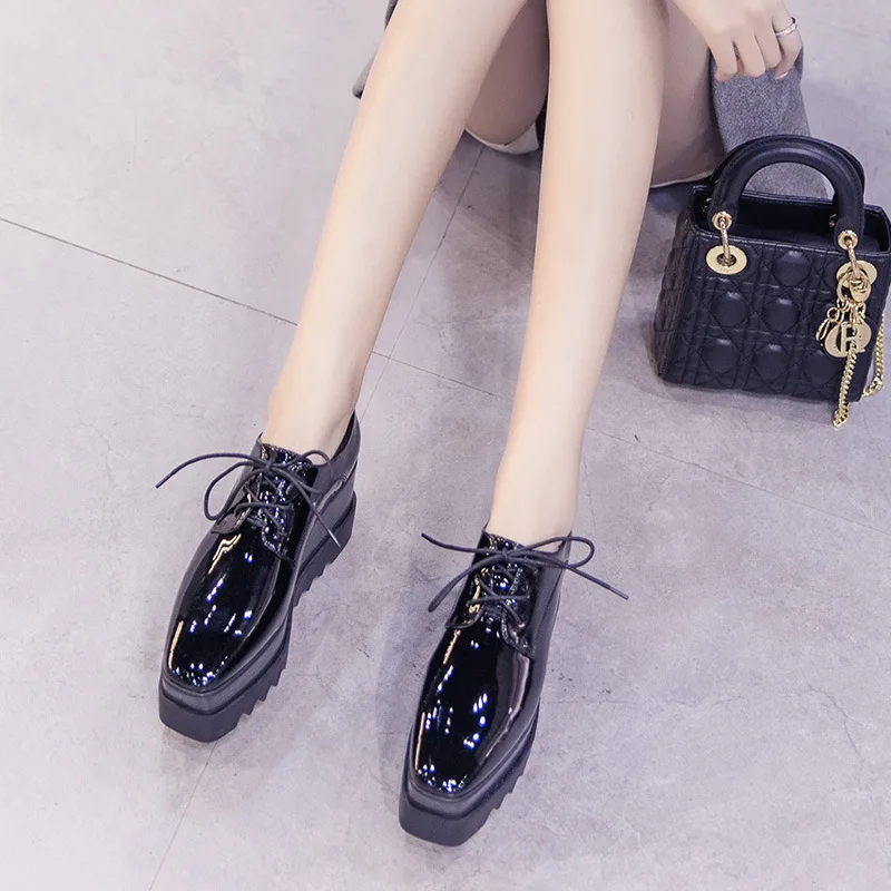 CEVABULE женские элегантные лакированные кожаные туфли на платформе летние с