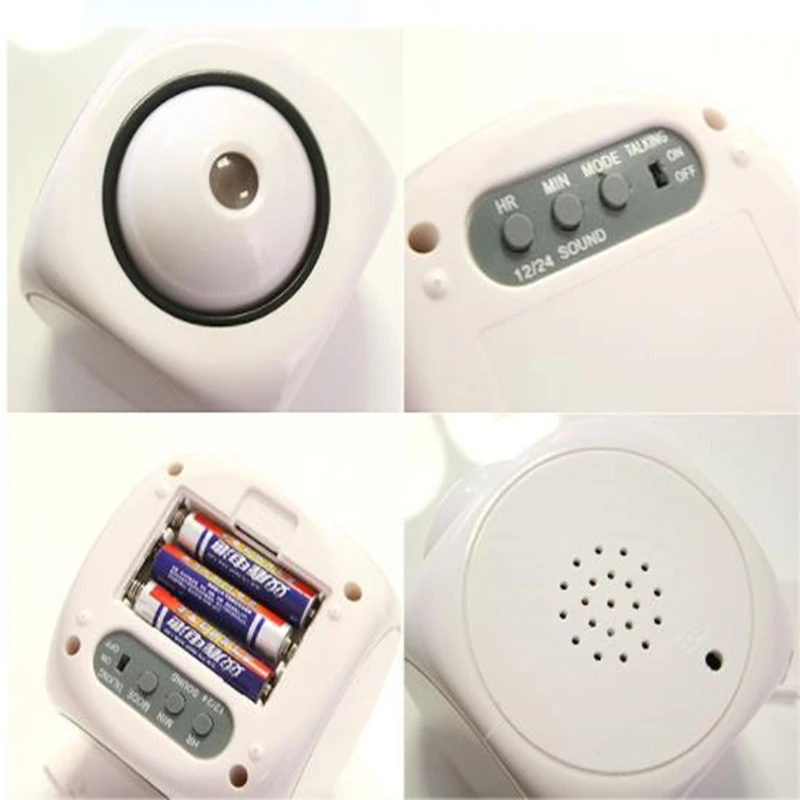 LCD Projection Alarm Clock Talking Voice Prompt Thermometer Snooze Function Desk Table Decor LED Display Time Digital |
