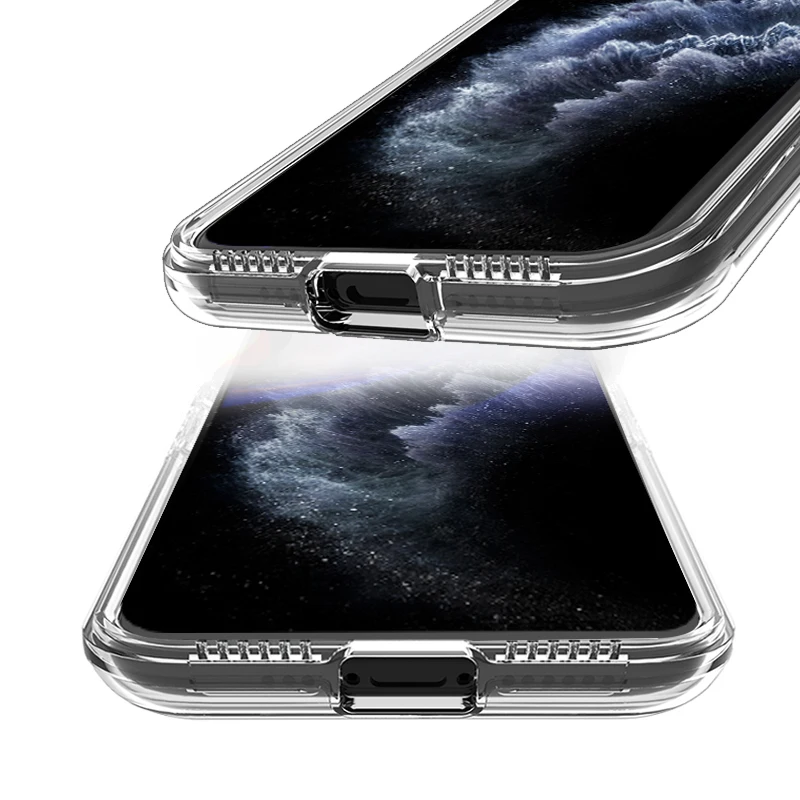 Для iPhone 11 Pro Max чехол 2в1 Жесткий PC + мягкий TPU прозрачный для 6 S 7 8 Plus X XS XR