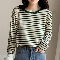 striped t shirt women cotton long sleeve o neck loose tshirt tops autumn korean fashion woman clothes tee shirt femme camisetas