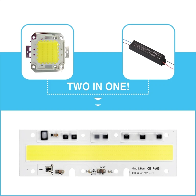 Высокая Мощность светодиодный чип IP65 30 Вт 50 Вт 70 Вт 100 150W 220V 110V светильник шарик лампы для заправки картриджей Точечный светильник Потолочные Светильник «сделай сам» не нужен драйвер