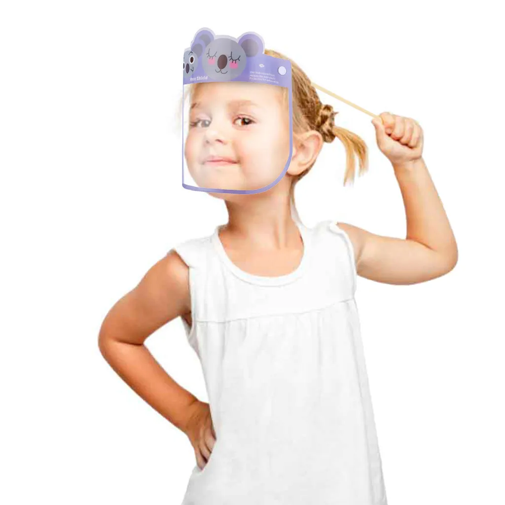 

4pc Children Full Face Mask Protective Anti-droplet Saliva Dust-proof Full Face Shield Cute Outdoor Sun Visor Kids Mask Z0819