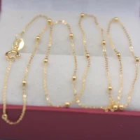 real pure 18k yellow gold chain 1 2mmw bead o rolo link womens wife wealthy best gift necklace friend gift female girl chain