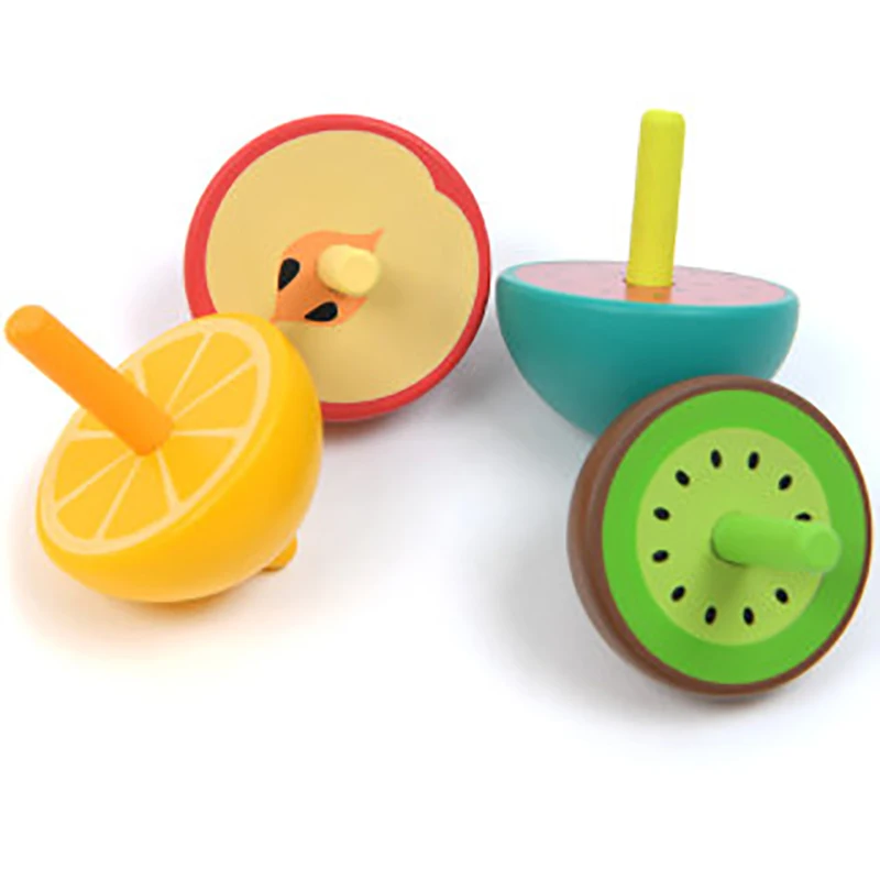 Детские деревянные игрушки с фруктами цветные мини спиннинговые топы забавные