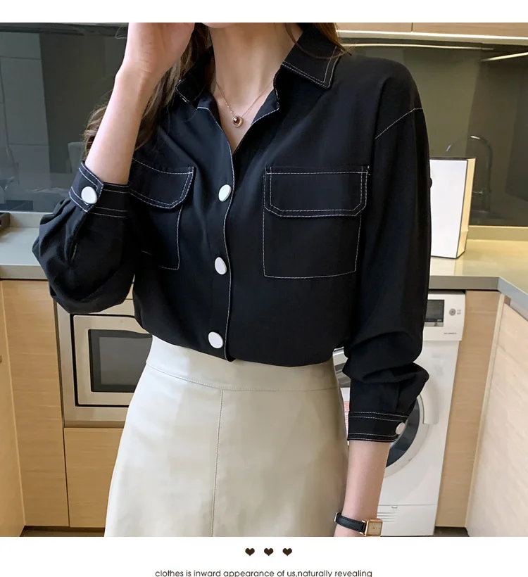 

2021 spring new shirt female design sense niche tops fashion western retro Hong Kong flavor chiffon shirt