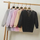 Женский тонкий кардиган с V-образным вырезом и рукавом три четверти