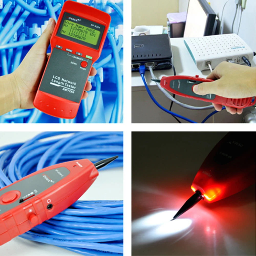 

NOYAFA NF-8208 LCD Display Network LAN Cable Tester Wire Tracker Tracer Measure Length Scanner RJ45 RJ11