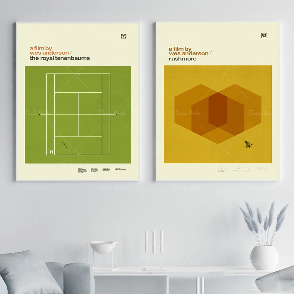 WES Андерсон вдохновил Холст Плакаты фильм стена искусство минималистский
