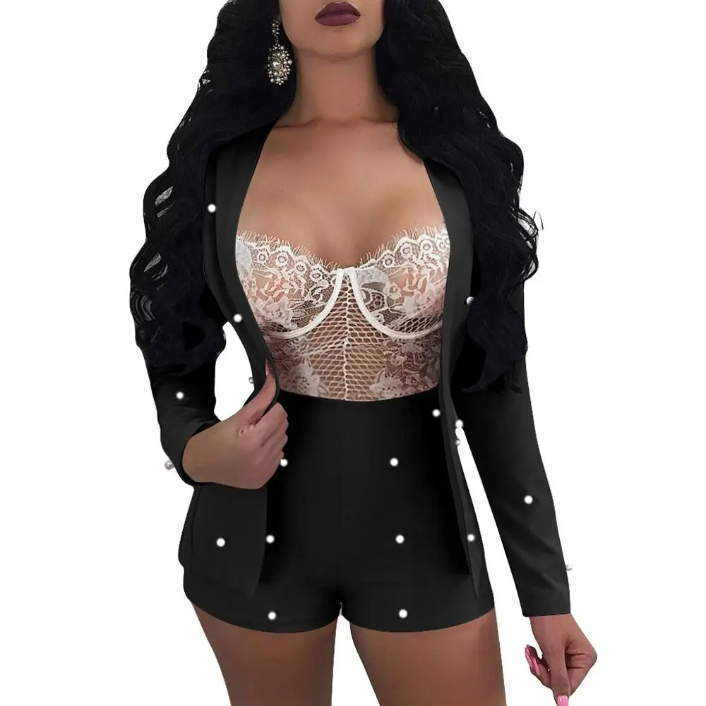 Женский офисный костюм Adogirl Повседневный Кардиган с длинным рукавом + короткие