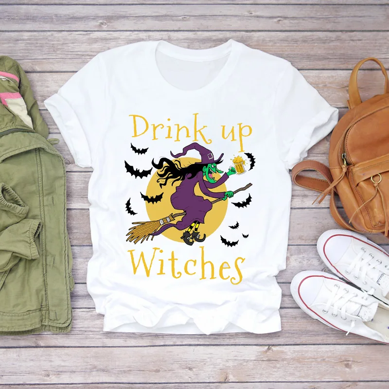 Женская футболка с принтом пивная ведьма на Хэллоуин|Футболки| |