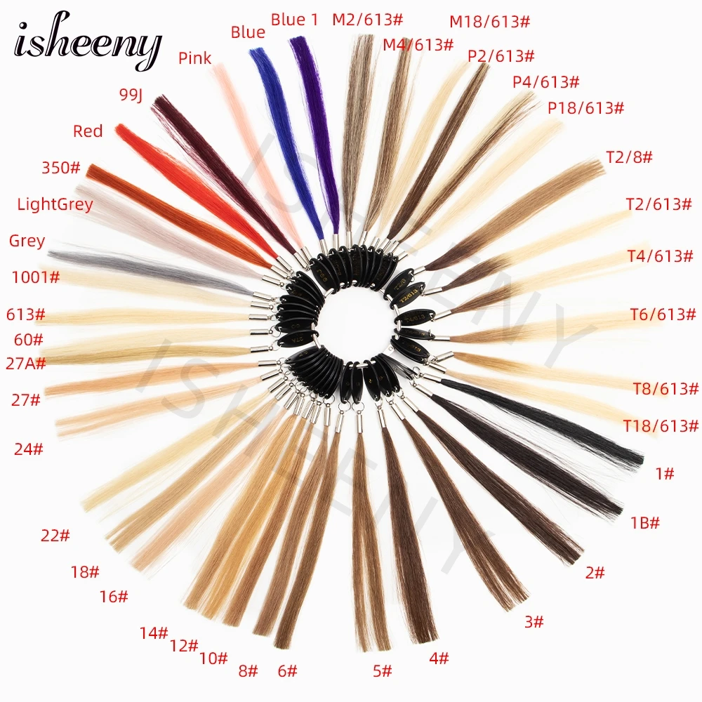 

Isheeny Remy Hair Color Rings 40 Colors Available 100% Real Human Hair With Mix Chart For Professional Salon Dyeing