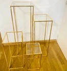 Новинка свадебный центральный элемент позолоченный Геометрический Цветочный Стенд украшение для дома Блестящий металлический Железный прямоугольный квадратный каркас фон